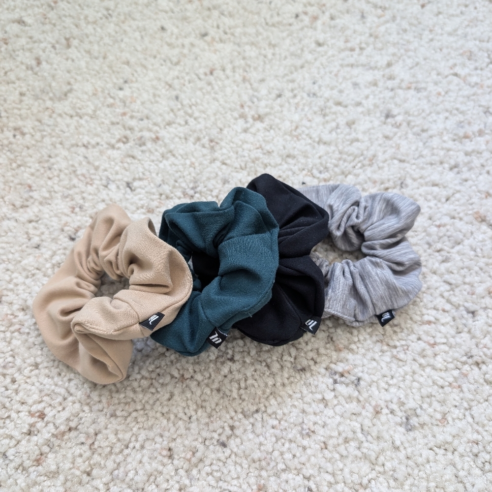 Elegant Women's Scrunchie Set - Tan, Teal, Black, Gray
